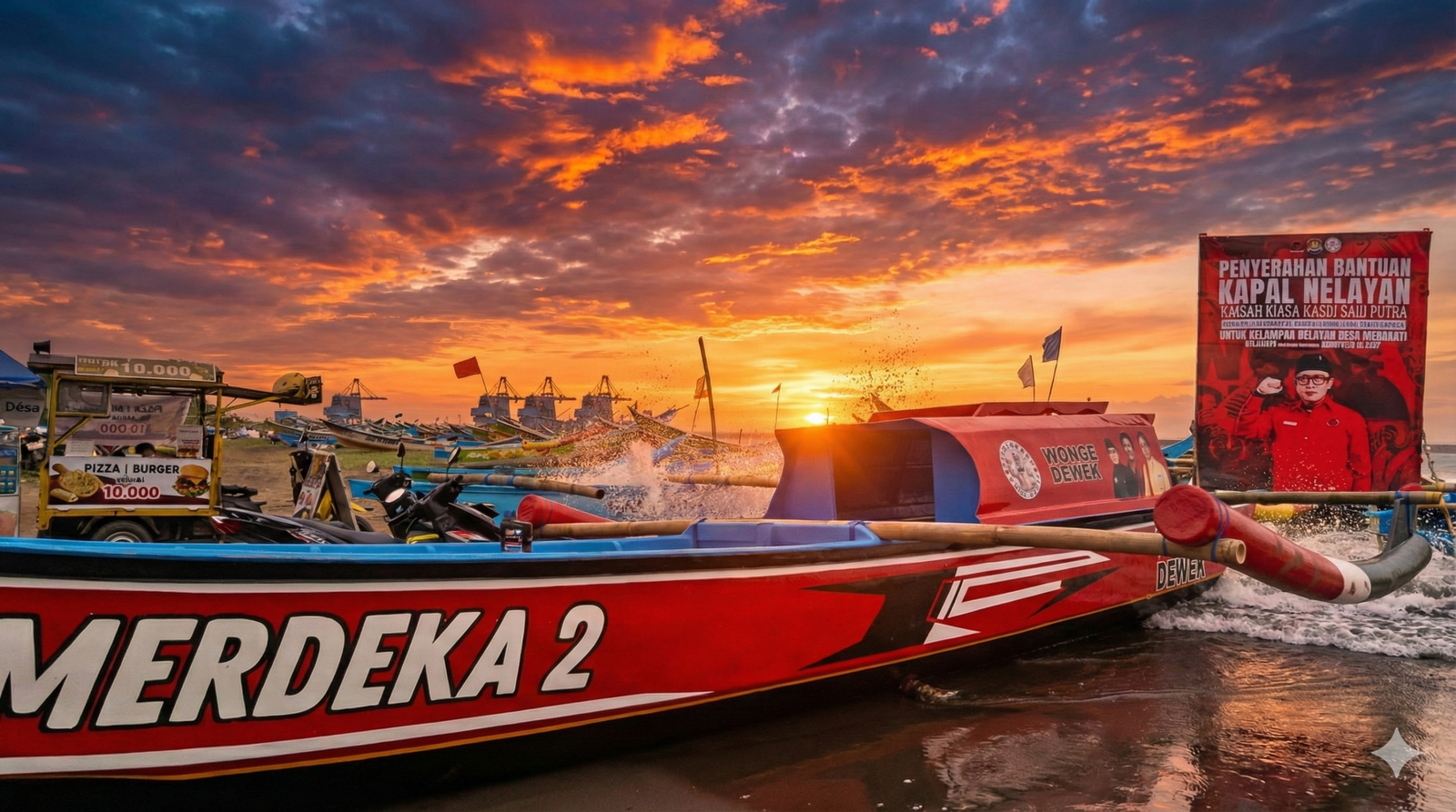 Bantuan Kapal ‘Merdeka 2’ dari Anggota DPR Kaisar Kiasa Kasih Tiba di Pantai Menganti Cilacap